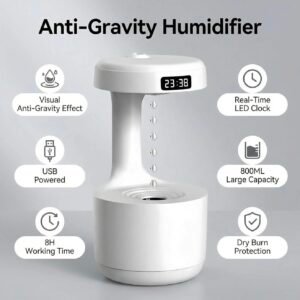 Anti-Gravity Water Drop Humidifier with Clock