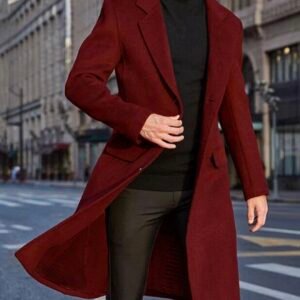 Men’s Slim Fit Wool Trench Coat – Stylish Long Overcoat