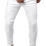 GINGTTO Men's Skinny Stretch Slim Fit Jeans – White thumbnail
