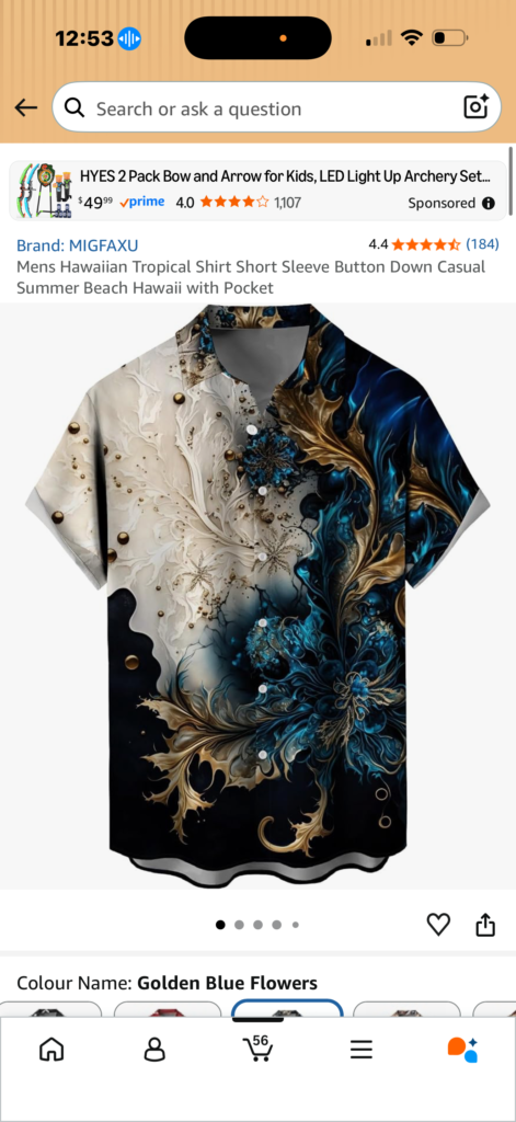 MIGFAXU Men's Hawaiian Tropical Shirt – Golden Blue Flowers Short Sleeve Button Down